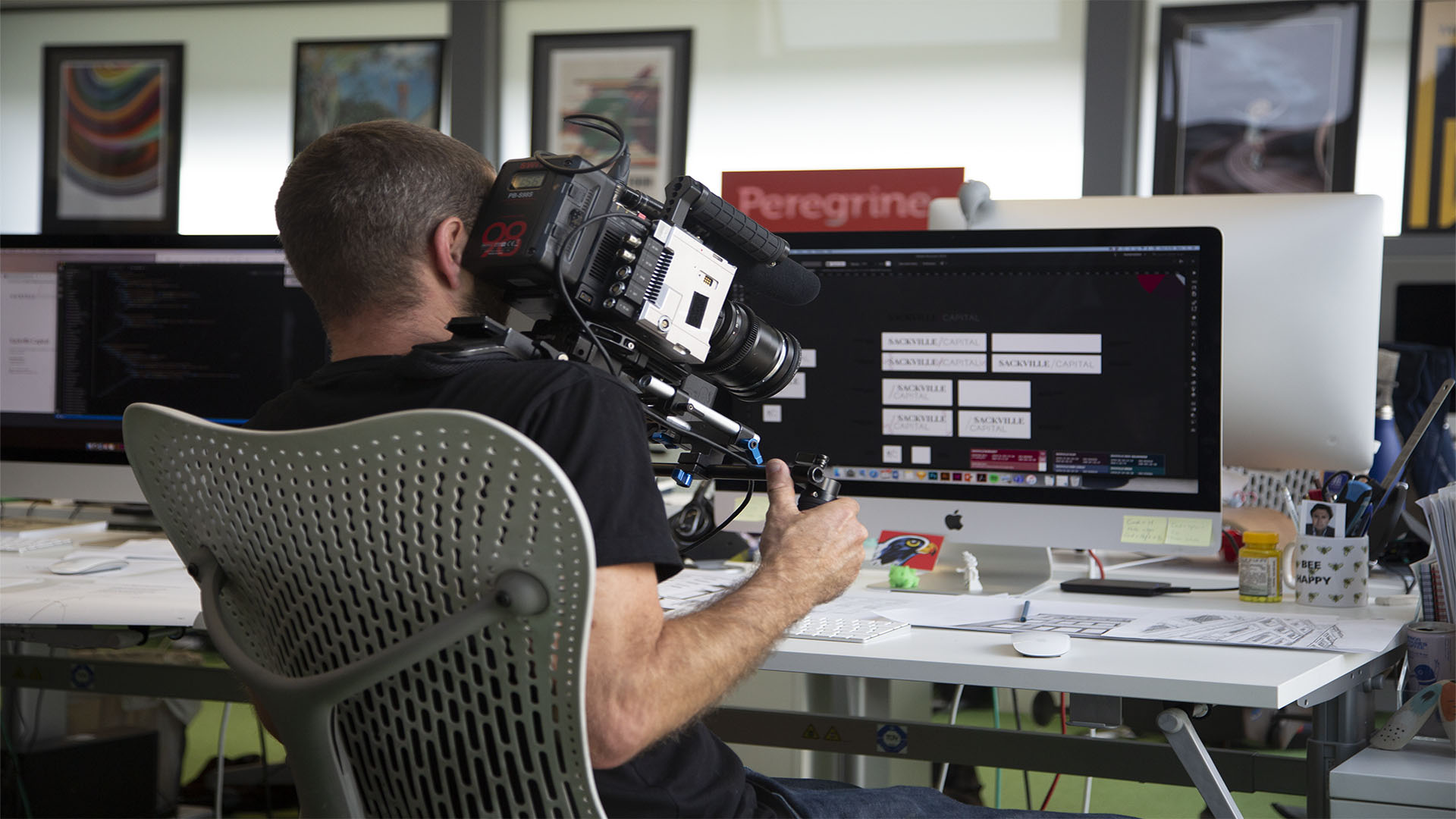 Peregrine Communications filming in London office